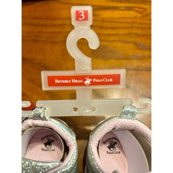 Beverly Hills Polo Club Silver Glitter Baby Sneakers - Size 3 - Picture 2 of 3